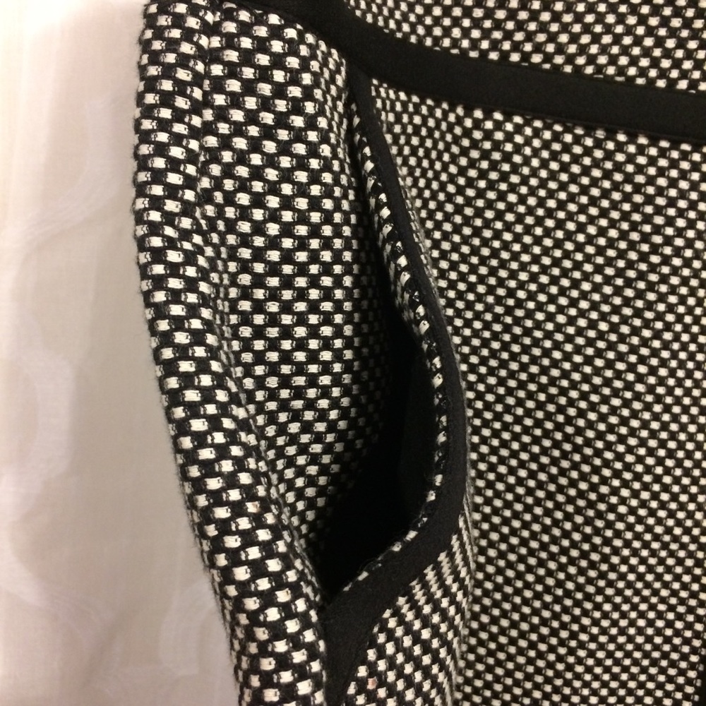 Loft Career Skirt Woven Lined Black White Pockets - Picture 3 of 8